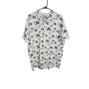 Express Black/White Floral Stretch Polo Mens Size XXL